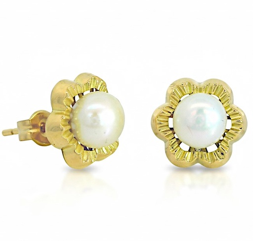 [00175] PENDIENTE ORLA FLOR GALLON PERLA 6-6.5MM PRESION