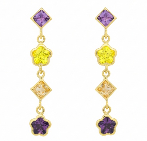 [00182] 24MM COLORED CZ DANGLING EARRINGS