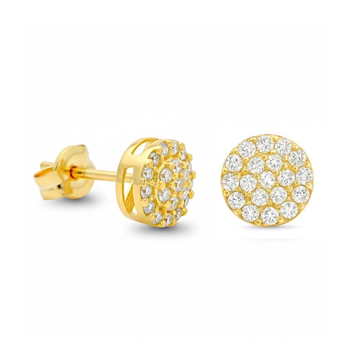 [9K00183] 7MM CZ ROUND STUD EARRINGS.9 KARAT GOLD