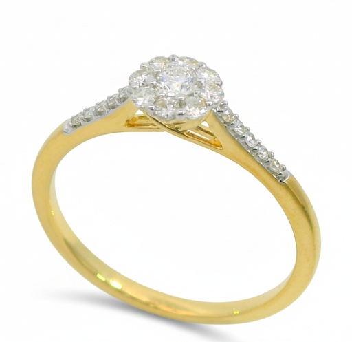 [B4223/0.26] TWO TONE GOLD DIAMOND RING. QUALITY SI.COLOR H.0.26 CT TW