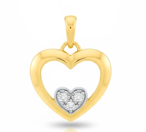 [9K5530] 14x13MM DOUBLE HEART PENDANT.9 KARAT