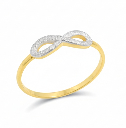[9K0030] TWO TONE SATIN FINISH INFINITE SYMBOL RING.9 KARAT