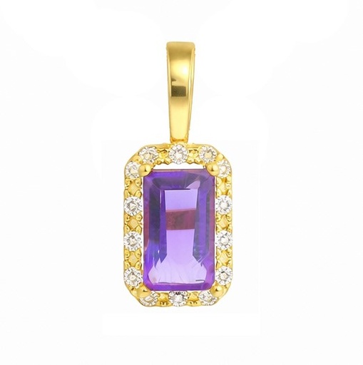 [00194CAM] 5x3MM AMETHYST AND CZ PENDANT