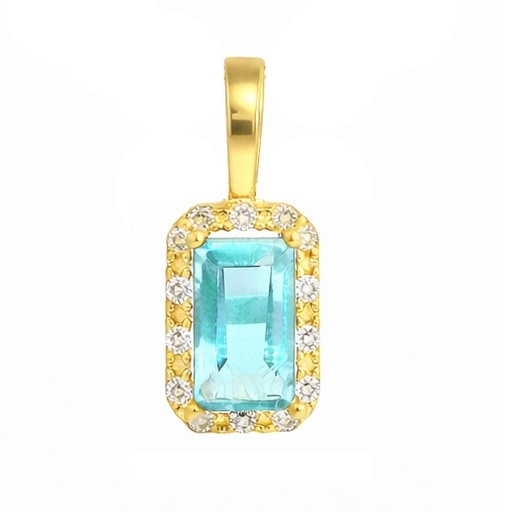 [00194CA] 5x3MM AQUAMARINE AND CZ PENDANT