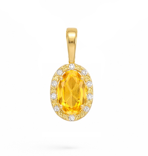 [00195CC] 5x3MM OVAL CITRINE AND CZ PENDANT