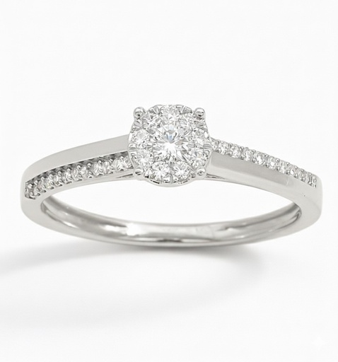 [B4097/0.15B] WHITE GOLD PRINCESS DIAMOND RING.QUALITY SI.COLOR H.0.25 CT TW