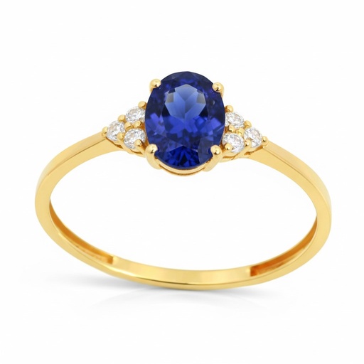 [9K0040Z] 7x5 NANO SAPPHIRE RING. 9 KARAT