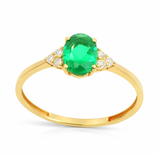 [9K0040E] 7x5MM OVAL NANO EMERALD RING. 9 KARAT