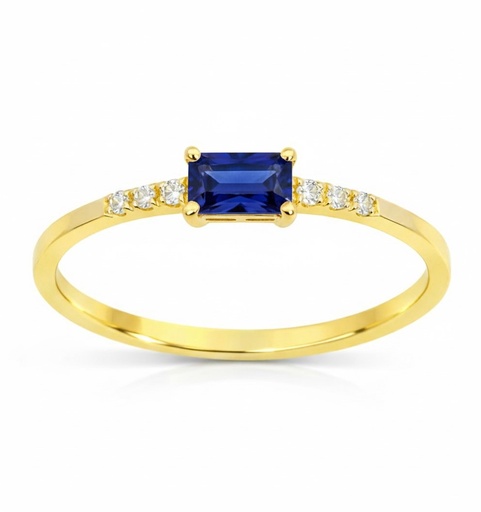 [9K0042Z] 5x3MM NANO EMERALD AND CZ RING. 9 KARAT