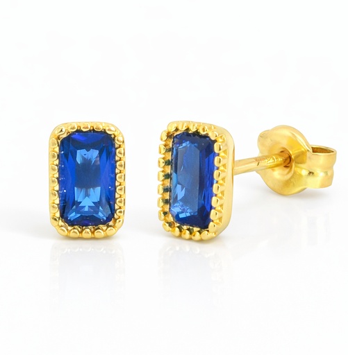 [9K0052Z] PENDIENTES NANO ZAFIRO OCTOGONO 6x4MM.9 KILATES