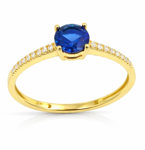 [9K0054SZ] 5MM NANO SAPPHIRE AND CZ RING. 9 KARAT