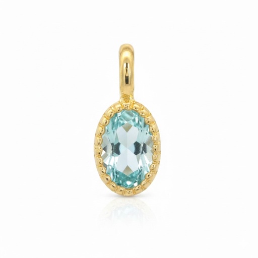 [9K0058CA] 6x4MM AQUAMARINE COLOR PENDANT.9 KARAT