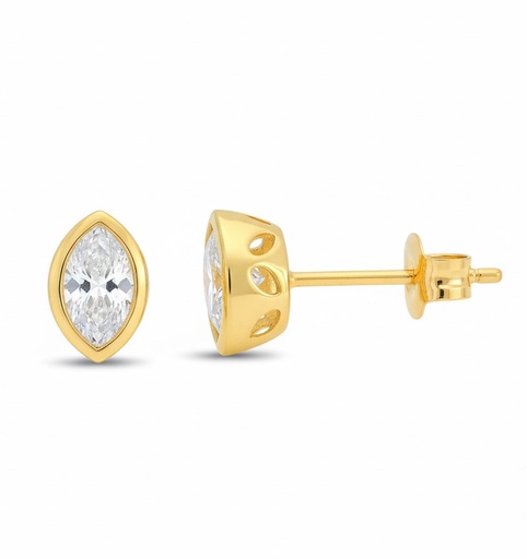 [9K0061] 6x4MM MARQUISE CZ STUD EARRINGS.9 KARAT