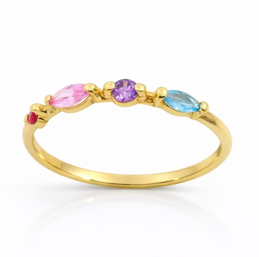 [9K0062] COLORED CZ 9 KARAT GOLD RING