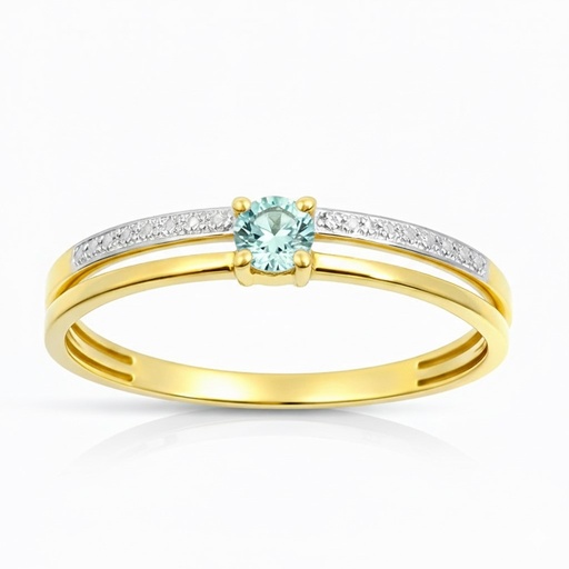 [9K0064A] AQUAMARINE COLOR CZ RING.9 KARAT