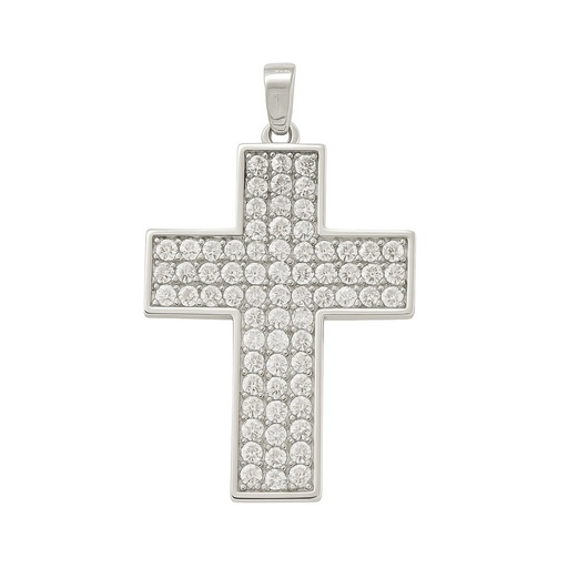 [5179] CRUZ ORO BLANCO CIRCONITAS 25x15MM.