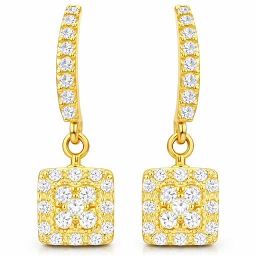 [00203] PENDIENTES LARGOS ,CUADRADO CON CIRCONITAS.PRESION.18MM
