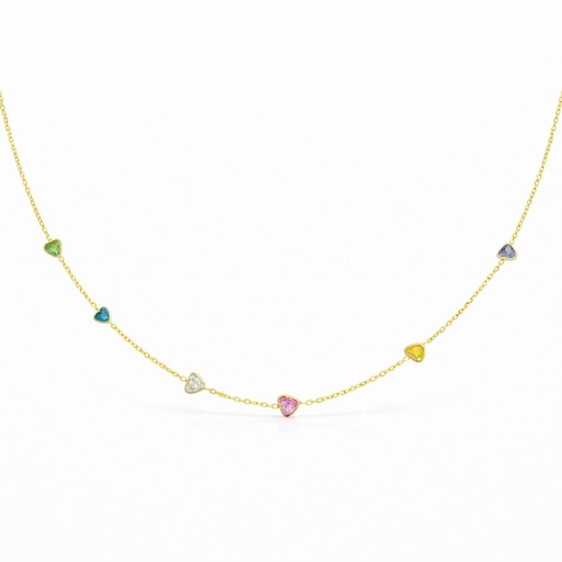 [9k0076] GARGANTILLA 3CIRCONITAS CORAZON Y BOLAS.9KILATES (copia)