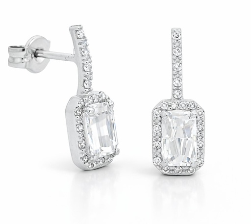 [00221B] PENDIENTES LARGOS ,BAGUETTE  CON CIRCONITAS.PRESION.16MM OB