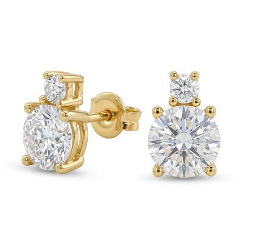 [9K00224P] 5MM ROUND CZ STUD EARRINGS.9 KARAT