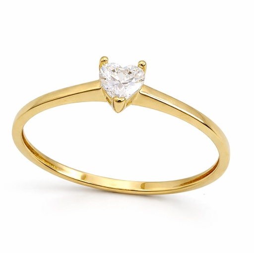 [9K0083] SORTIJA CIRCONITA CORAZON .9 KILATES