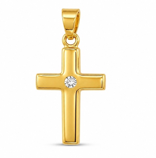 [9K0087] CRUZ LISA CON CRISTO 26x17MM.9 KILATES (copia)
