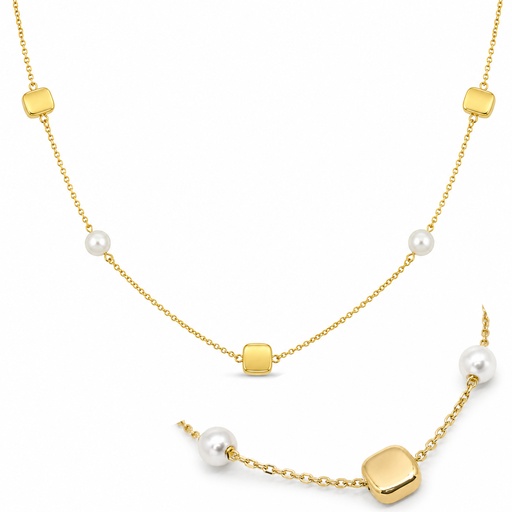 [9K0092] GARGANTILLA 2 PERLAS Y 3 CORAZONES .9KILATES (copia)