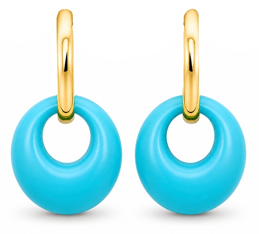 [00229T] PENDIENTES TURQUESA ORO AMARILLO