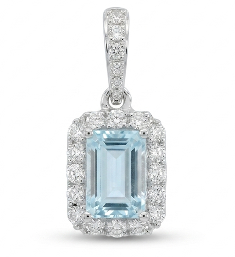 [B4195C/0.15] 6x4MM(0.51 CT) AQUAMARINE RING WITH H-SI DIAMONDS(0.15 CT TW)