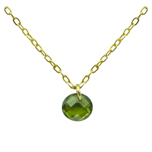 [4926OL] 5MM OLIVINE COLOR  CZ CHARM NECKLACE.45CM CHAIN.