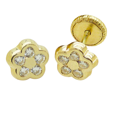 [4250] 6MM FLOWER KIDS EARRINGS.SCREW BACK
