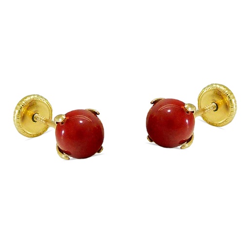[7853C] 3MM CORAL COLOR BALLS EARRINGS.SCREW BACK.