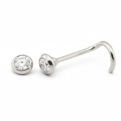 [1096B] 2MM CZ NOSE PIERCING.WHITE GOLD.