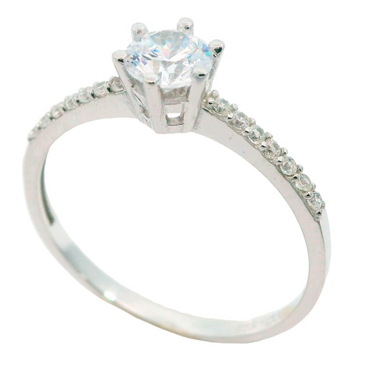 [4140B] 5MM CZ WHITE GOLD RING.