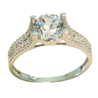 [3665B] WHITE GOLD RING WITH CZ.
