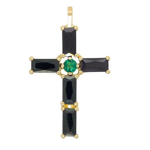 [4941/1N] CRUZ 30x18MM PIEDRAS BAGUETTE COLOR NEGRO DE 8x3 MM.