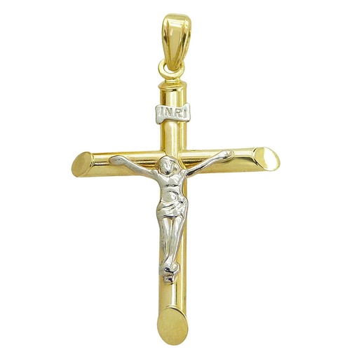 [5360] CRUZ BICOLOR CON CRISTO 32x21MM.