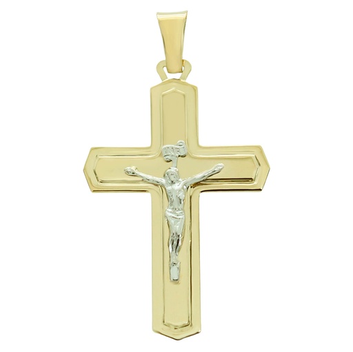 [5737] CRUZ CON CRISTO 37x24MM BICOLOR