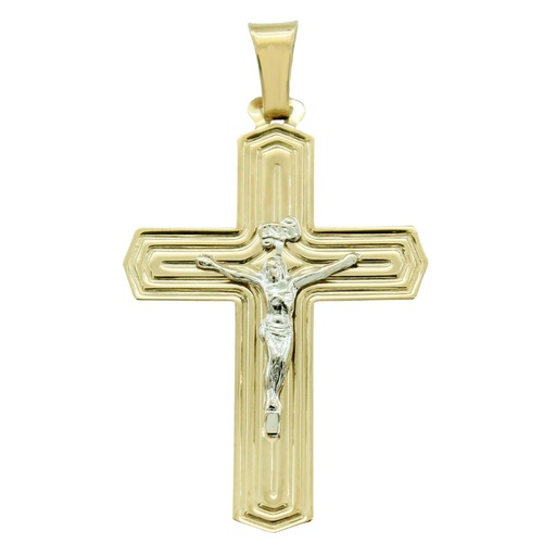 [5736] CRUZ CON CRISTO 37x24MM.BICOLOR