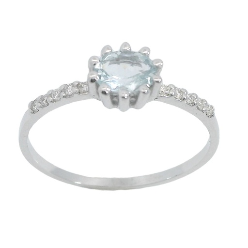 [B4156/SA] SORTIJA AGUAMARINA OVAL 5x4MM 10 BRILLANTES 1MM H-SI 0.07 CT TW