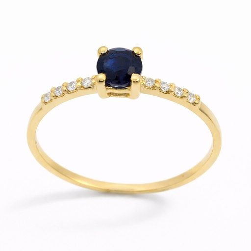 [B4155/SZ] SORTIJA ZAFIRO REDONDO 4MM 8 BRILLANTES 1MM H-SI 0.06 CT