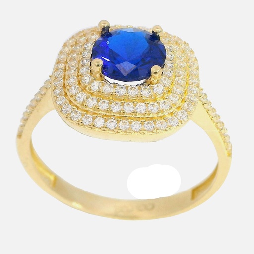 [5889] SORTIJA 3 ORLAS CON PIEDRA CENTRAL AZUL