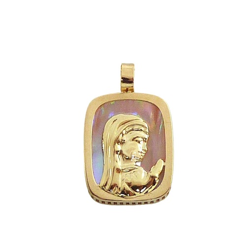[5384V] 10x8MM PINK MOTHER OF PEARL PENDANT WITH VIRGIN.