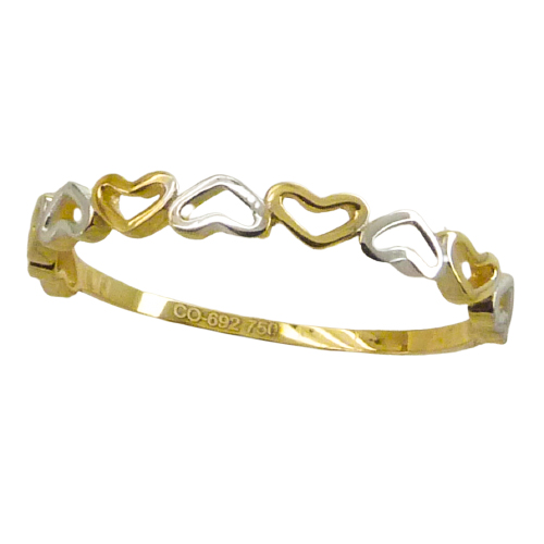 [5020] TWO TONE GOLD HEARTS RING.