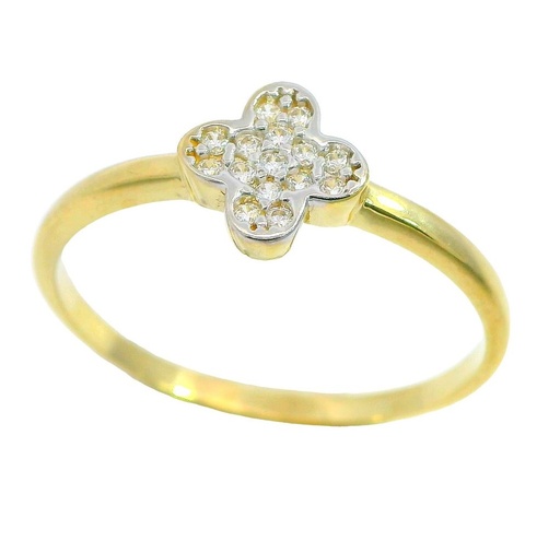 [4519] TWO TONE GOLD QUATREFOIL RING.