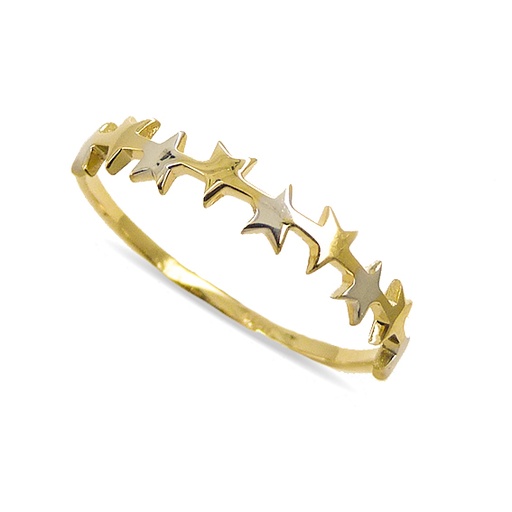 [4737] TWO TONE GOLD STARS RING.