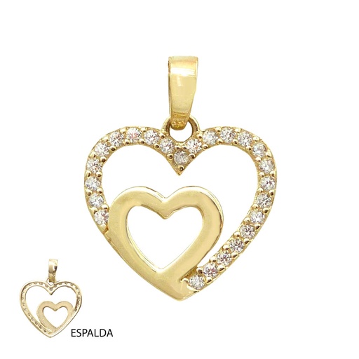 [5534] COLGANTE DOBLE CORAZÓN CON CIRCONITAS.14x13MM.