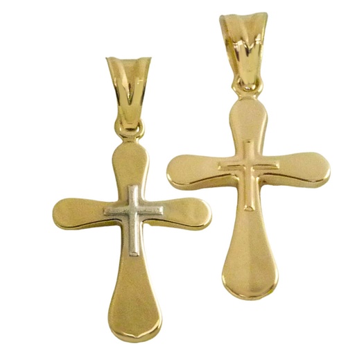 [5069] 25x15MM TWO TONE CROSS PENDANT.