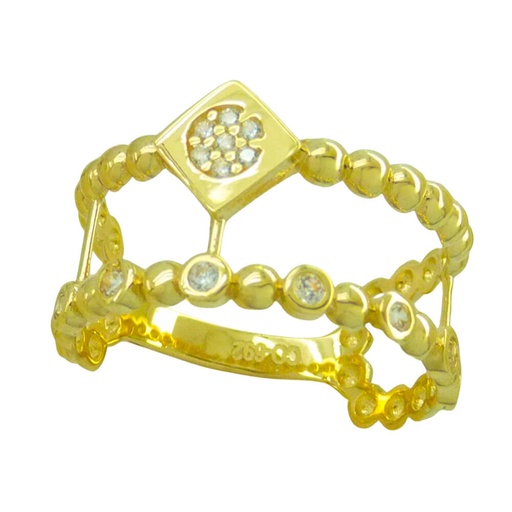 [5164] RHOMBUS RING WITH CZ.