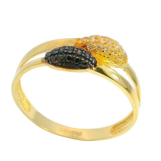 [5772] BLACK AND PINK CZ RING.
